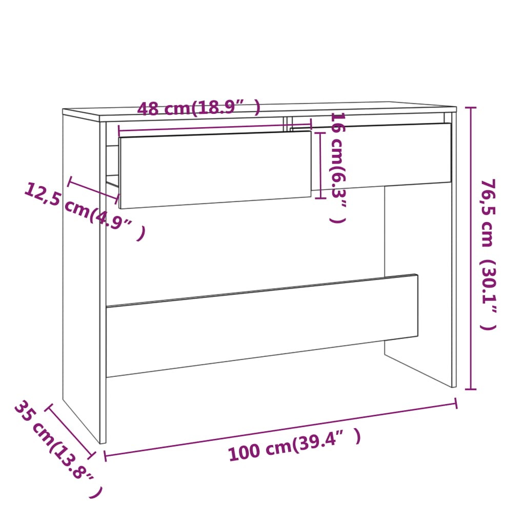 Konsolbord svart 100x35x76,5 cm konstruerat trä