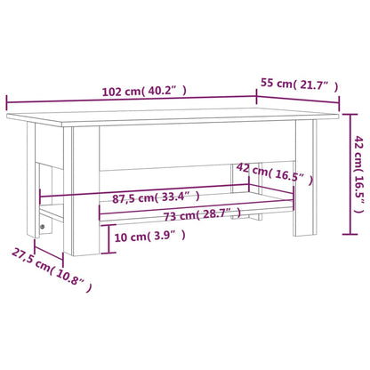 Soffbord vit 102x55x42 cm konstruerat trä