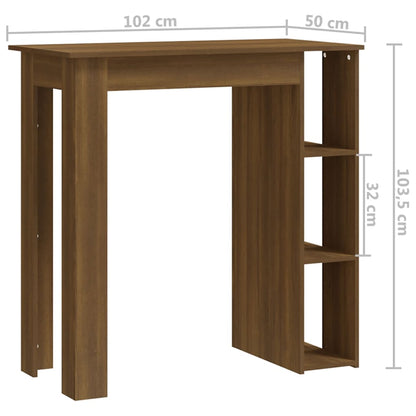 Barbord med hyllor sonoma-ek 102x50x103,5 cm konstruerat trä