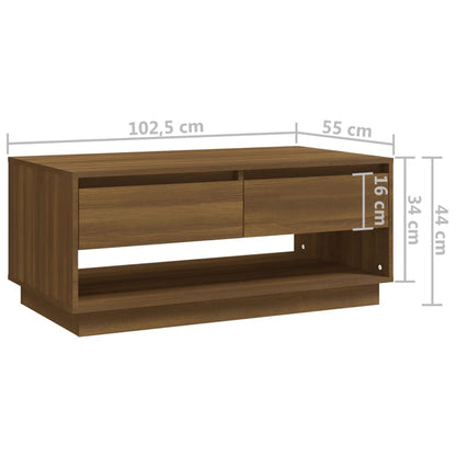 Soffbord brun ek 102,5x55x44 cm konstruerat trä