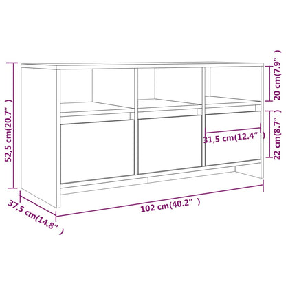 Tv-bänk rökfärgad ek 102x37,5x52,5 cm konstruerat trä