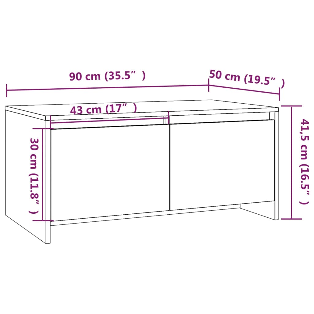 Soffbord rökfärgad ek 90x50x41,5 cm konstruerat trä