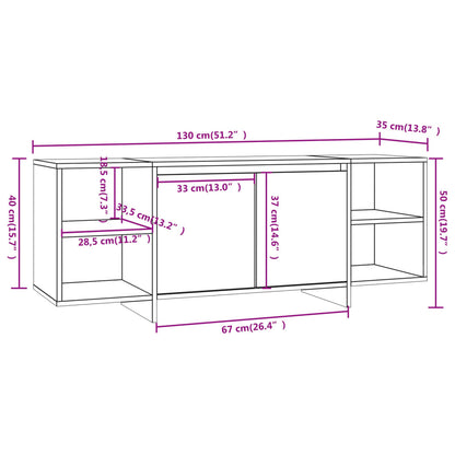 Tv-bänk rökfärgad ek 130x35x50 cm konstruerat trä