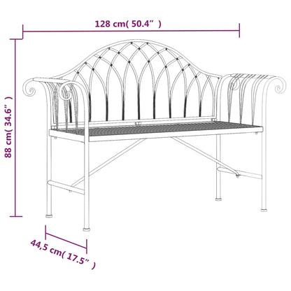 Trädgårdsbänk 2-sits 128 cm svart stål