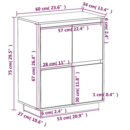 Skänk 60x34x75 cm massiv furu