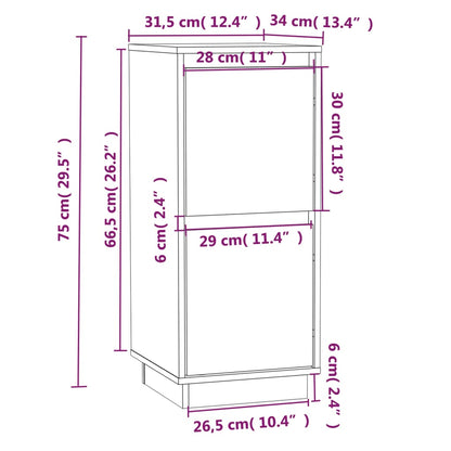 Skänkar 2 st vit 31,5x34x75 cm massiv furu