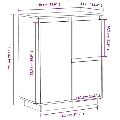 Skänk 60x34x75 cm massiv furu