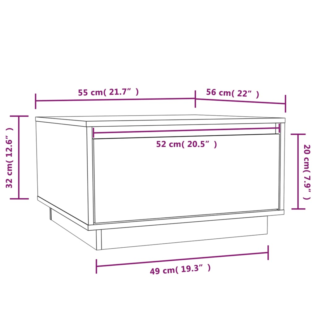 Soffbord honungsbrun 55x56x32 cm massiv furu