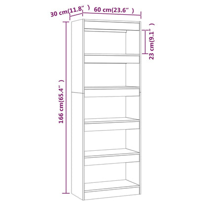 Bokhylla/Rumsavdelare sonoma-ek 60x30x166 cm konstruerat trä