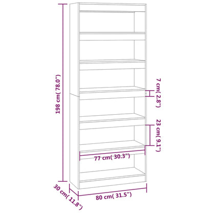 Bokhylla/Rumsavdelare sonoma-ek 80x30x198 cm konstruerat trä