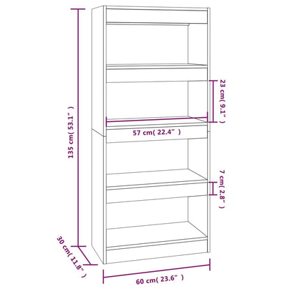 Bokhylla/Rumsavdelare rökfärgad ek 60x30x135 cm konstruerat trä