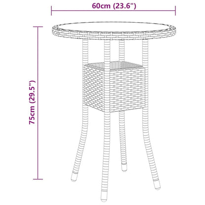 Caféset 3 delar konstrotting och härdat glas svart