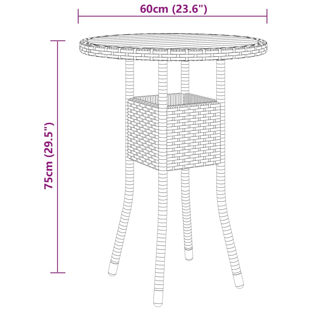 Caféset 3 delar konstrotting och massivt trä svart