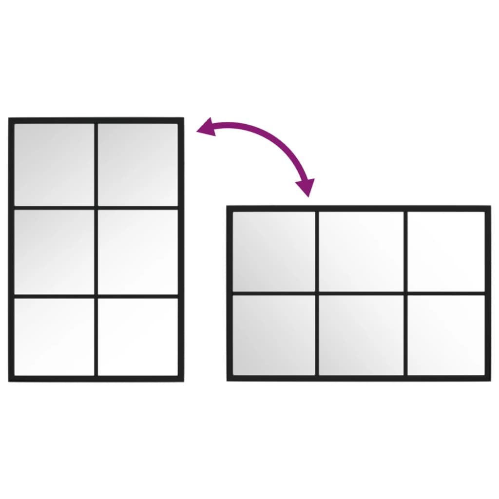 Väggspegel svart 60x40 cm metall