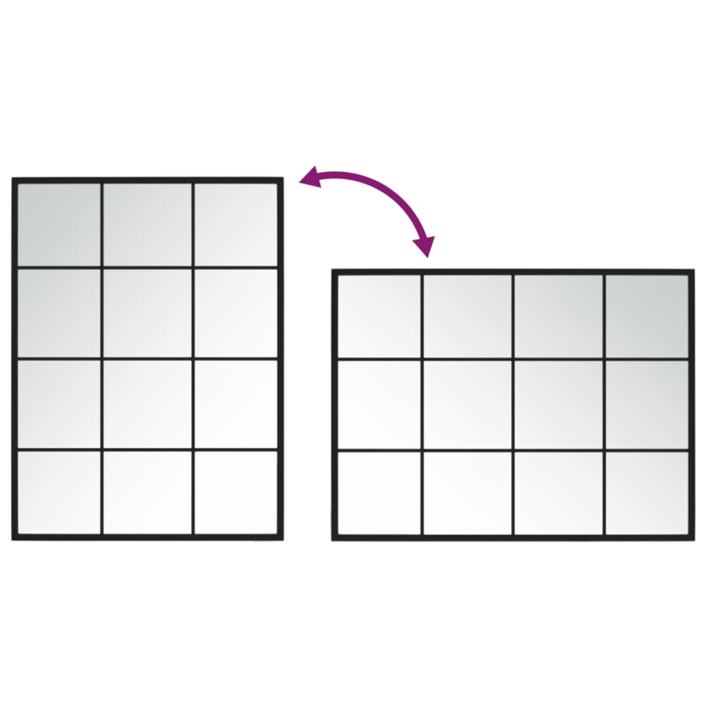 Väggspegel svart 80x60 cm metall