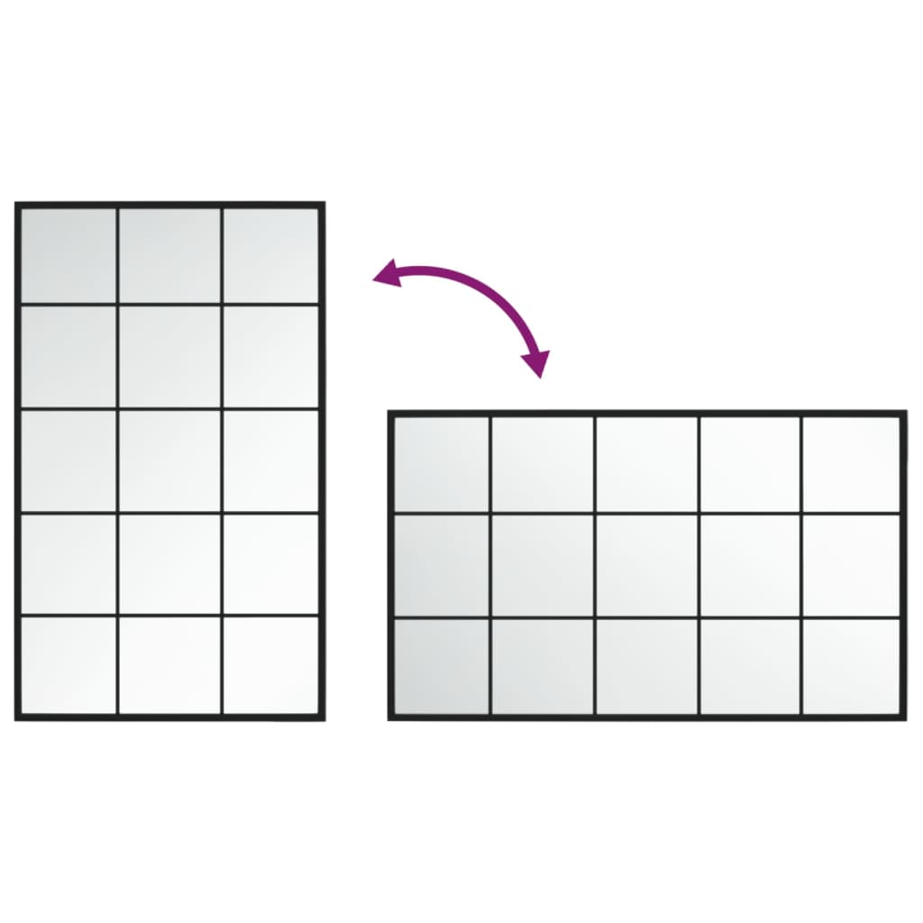 Väggspegel svart 100x60 cm metall