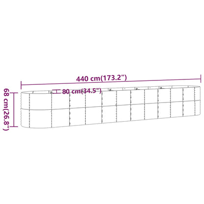 Odlingslåda pulverlackerat stål 440x80x68 cm antracit