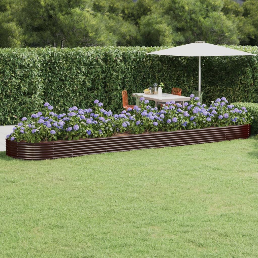 Odlingslåda galvaniserat stål 600x140x36 cm brun