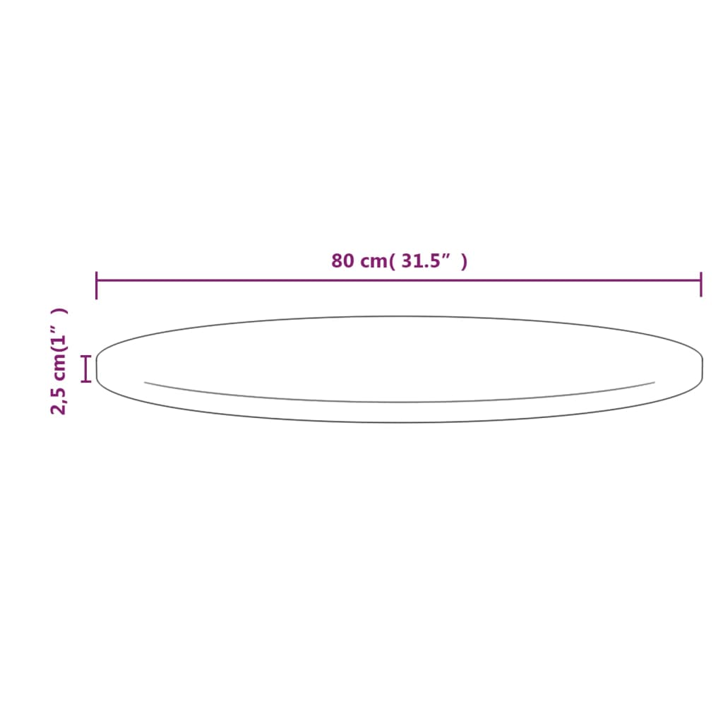 Bordsskiva vit Ø80x2,5 cm massiv furu