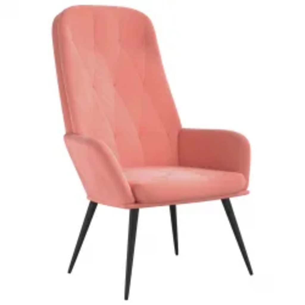 Vilstol med fotpall rosa sammet