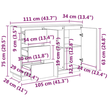 Skänk 111x34x75 cm massiv furu