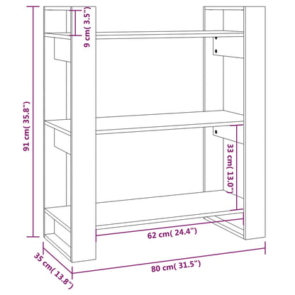 Bokhylla/rumsavdelare 80x35x91 cm massiv furu