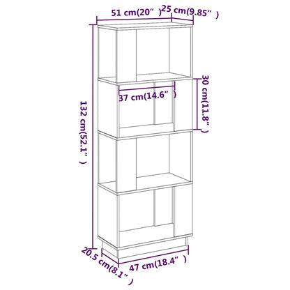 Bokhylla/Rumsavdelare honungsbrun 51x25x132 cm massiv furu