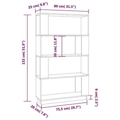 Bokhylla/Rumsavdelare vit 80x25x132 cm massiv furu