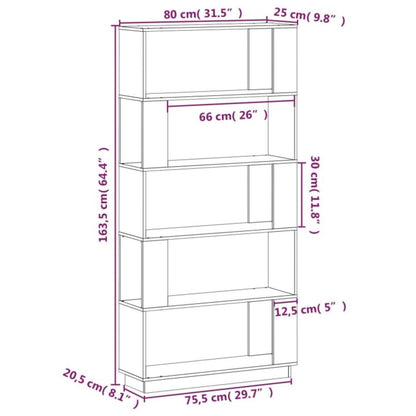 Bokhylla/Rumsavdelare honungsbrun 80x25x163,5 cm massivt trä