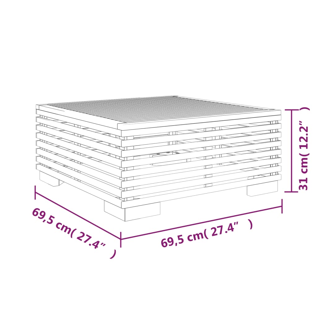 Soffbord för trädgården 69,5x69,5x31 cm massiv teak