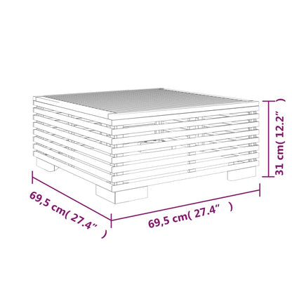 Soffbord för trädgården 69,5x69,5x31 cm massiv teak