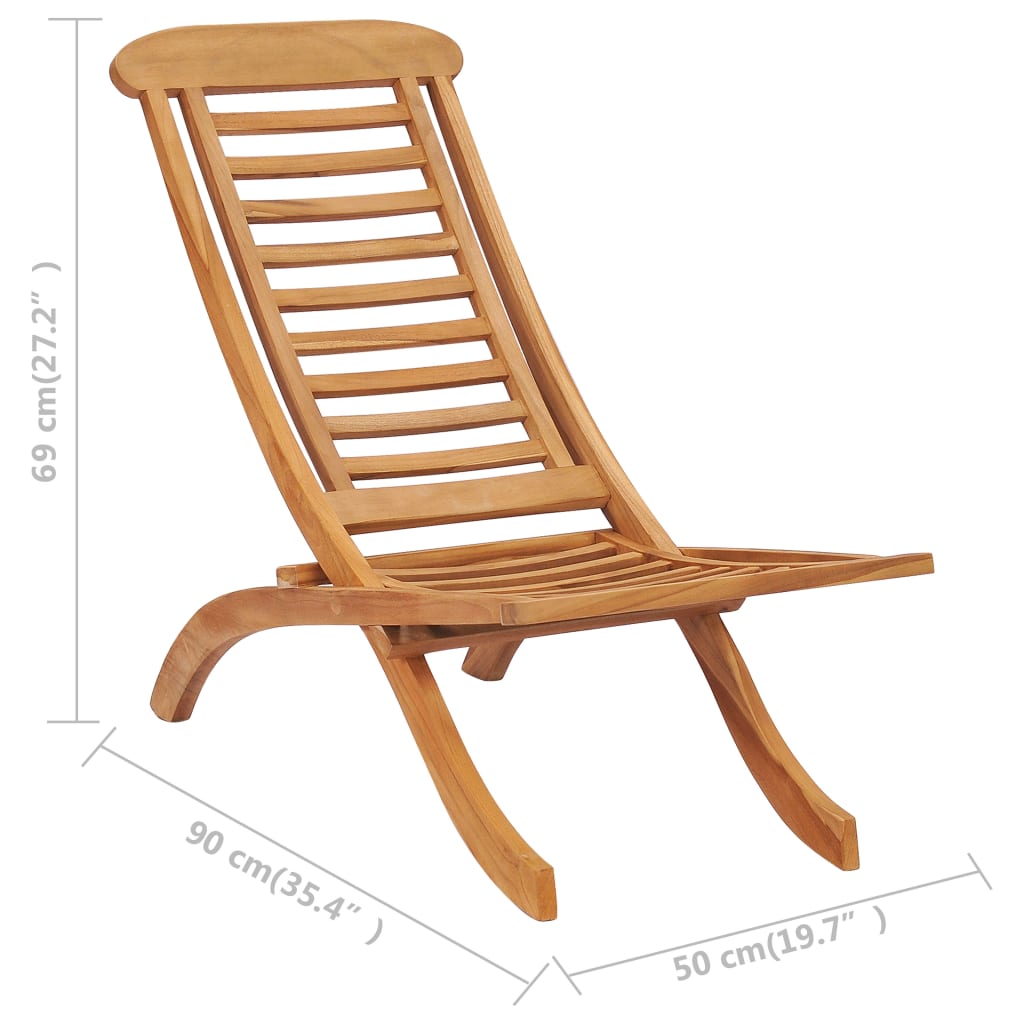 Hopfällbar trädgårdsstol 50x90x69 cm massiv teak