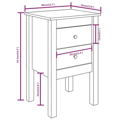 Sängbord vit 40x35x61,5 cm massiv furu