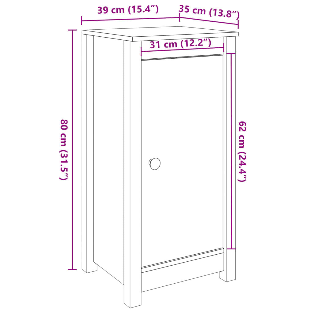 Skåp 2 st 39x35x80 cm massiv furu