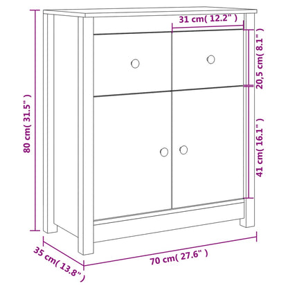 Skänk vit 70x35x80 cm massiv furu