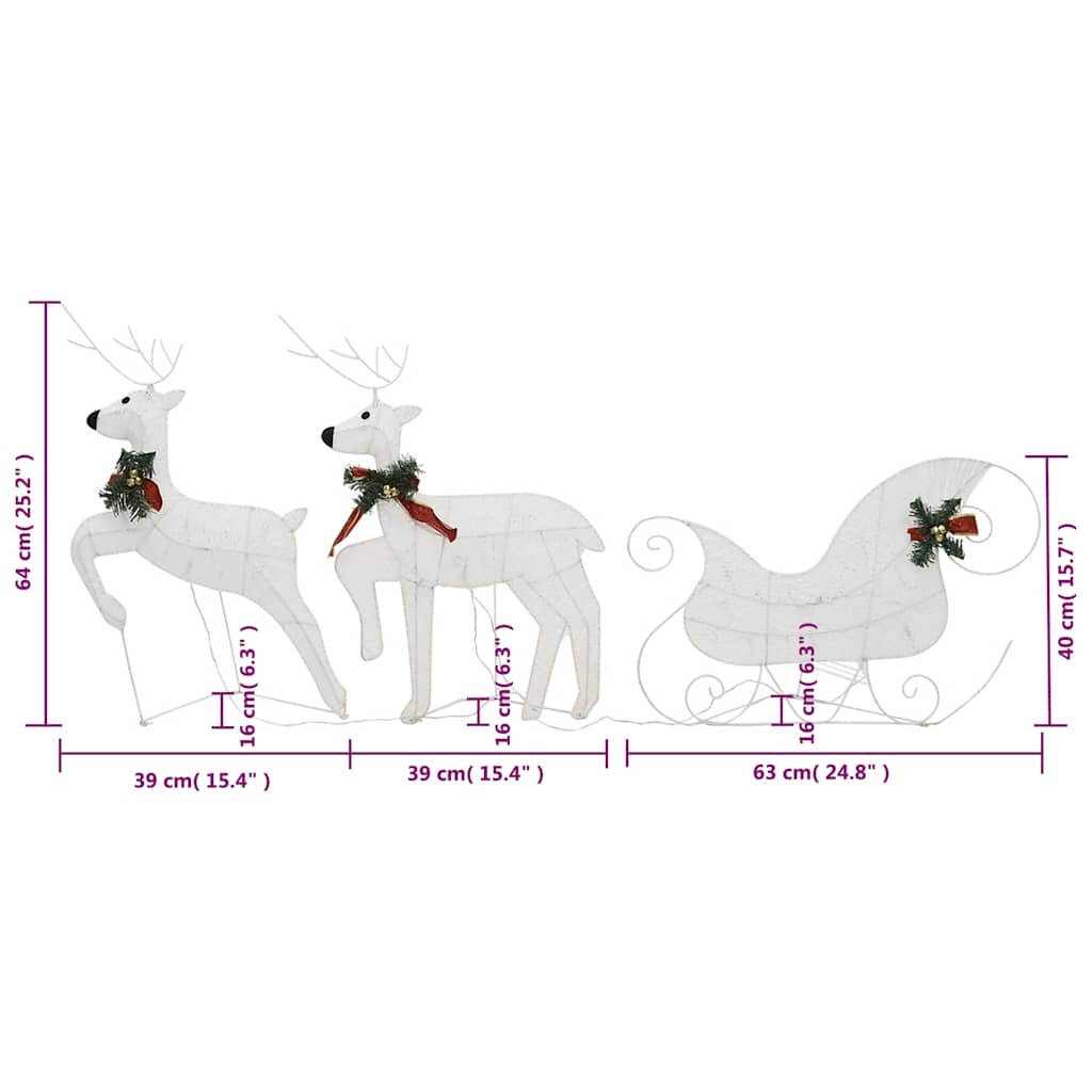 Juldekoration ren och släde 60 LED utomhus vit