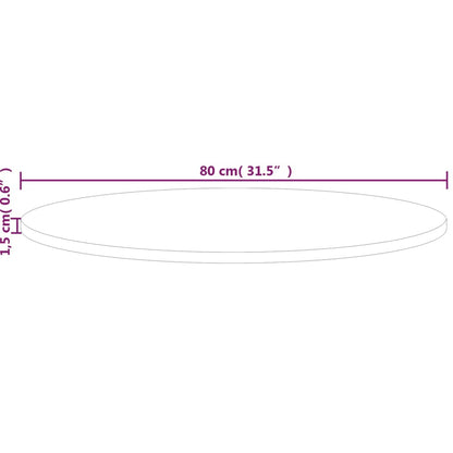 Rund bordsskiva Ø80x1,5 cm obehandlat massiv ek