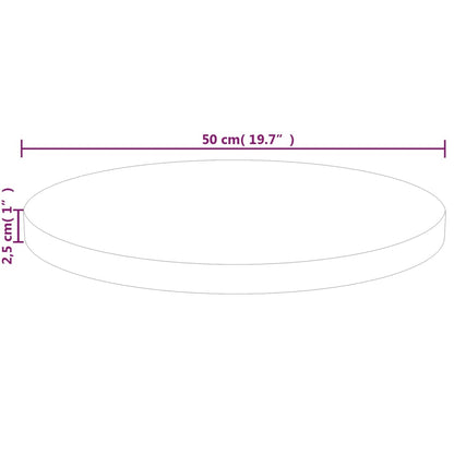 Rund bordsskiva Ø50x2,5 cm obehandlat massiv ek