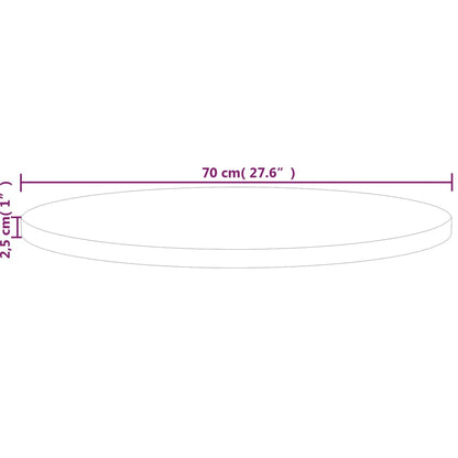 Rund bordsskiva Ø70x2,5 cm obehandlat massiv ek