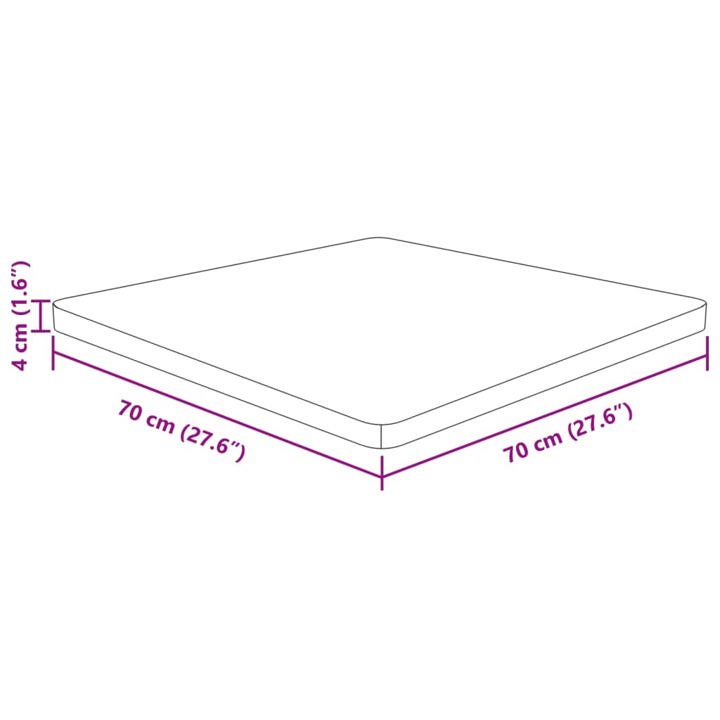 Fyrkantig bordsskiva 70x70x4 cm obehandlad massiv ek