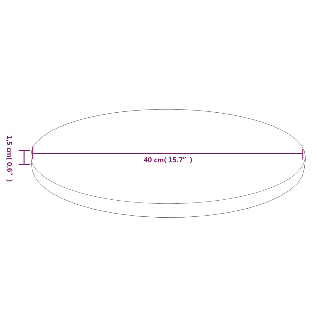 Rund bordsskiva ljusbrun Ø40x1,5 cm behandlad massiv ek