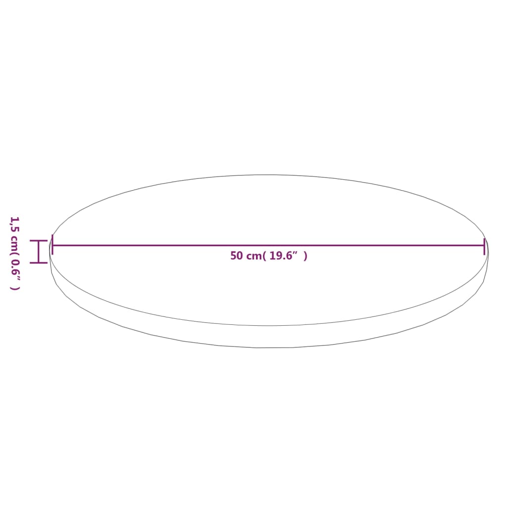 Rund bordsskiva ljusbrun Ø50x1,5 cm behandlad massiv ek