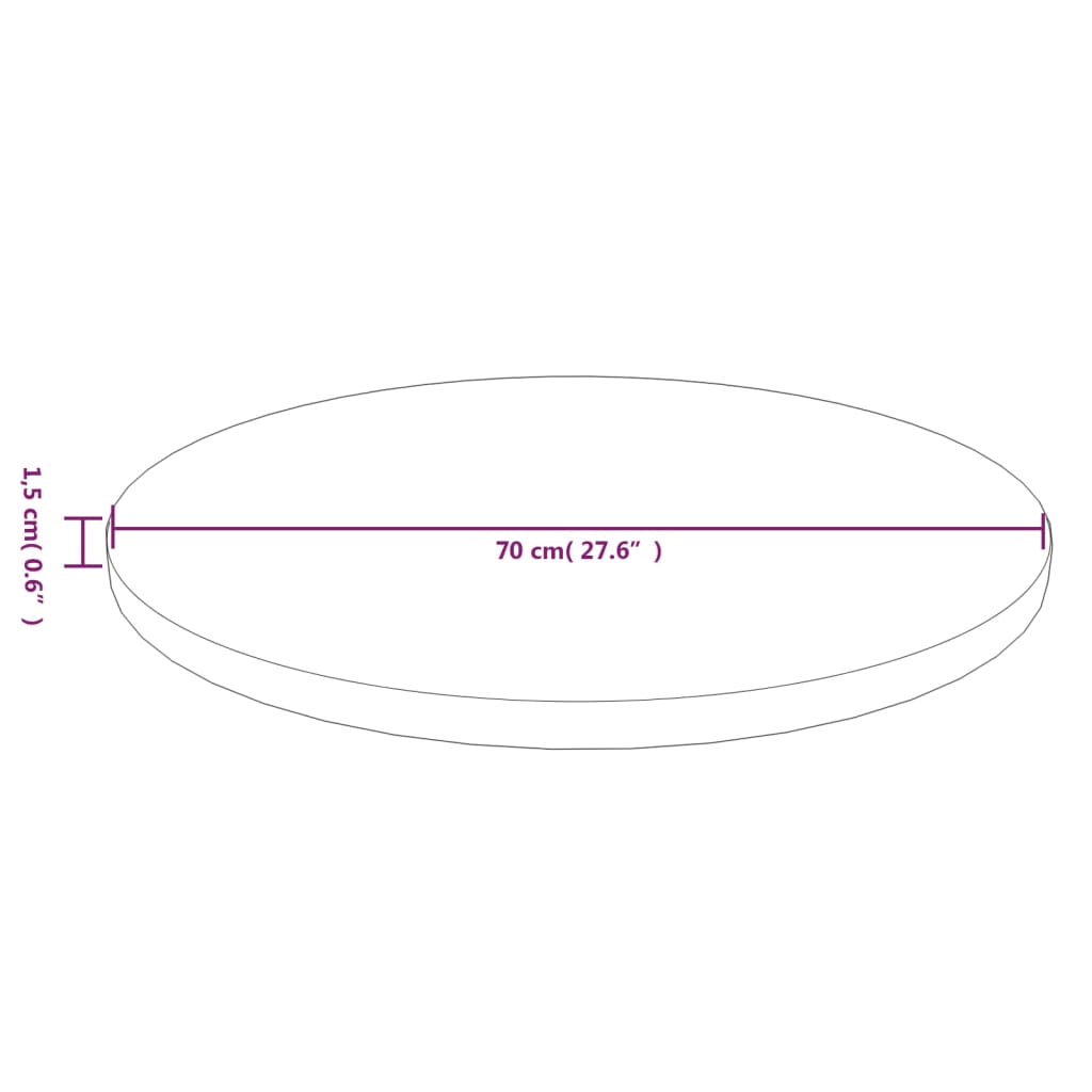 Rund bordsskiva ljusbrun Ø70x1,5 cm behandlad massiv ek