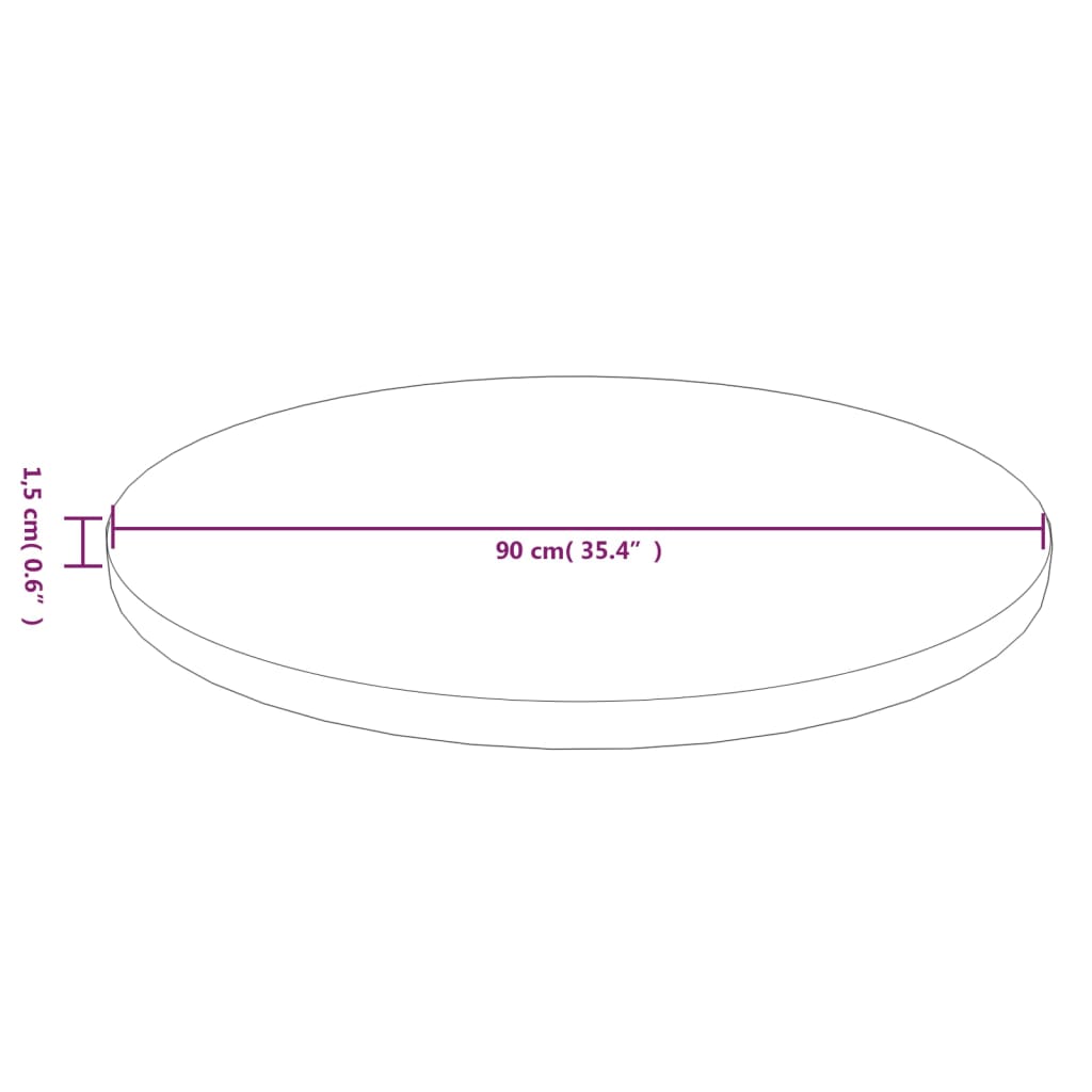 Rund bordsskiva ljusbrun Ø90x1,5 cm behandlad massiv ek