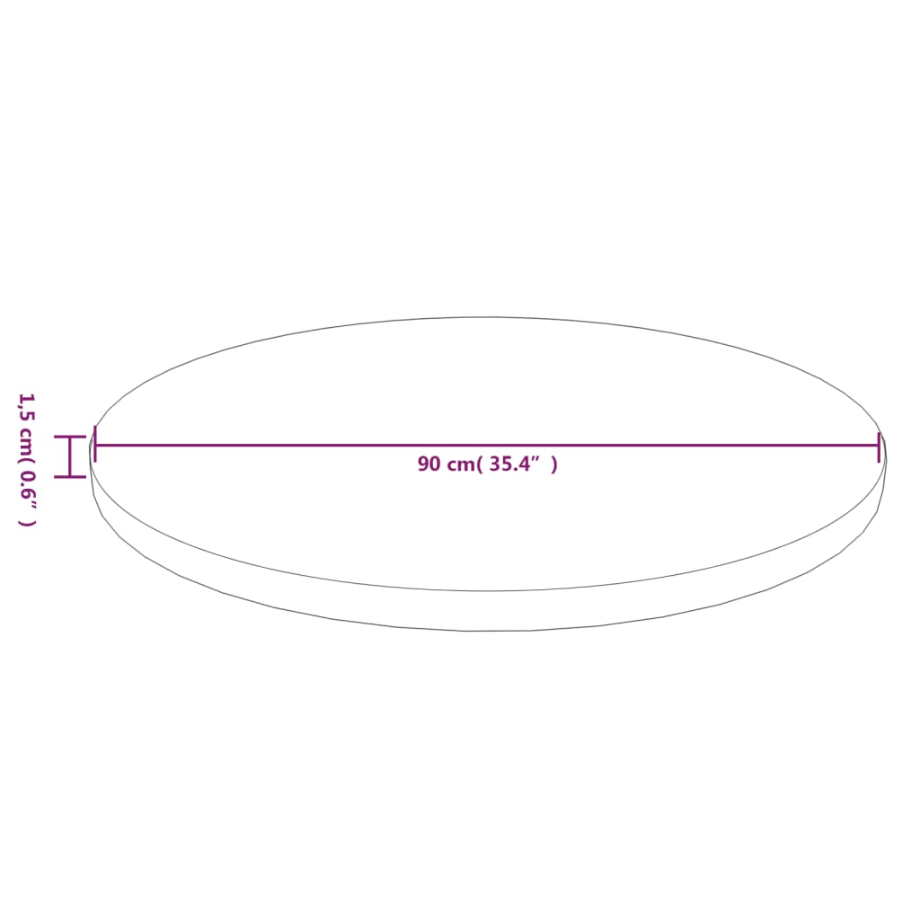 Rund bordsskiva mörkbrun Ø90x1,5 cm behandlad massiv ek