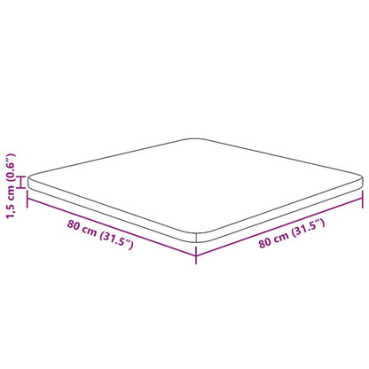 Fyrkantig bordsskiva mörkbrun 80x80x1,5cm behandlad massiv ek