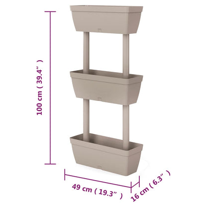 Blomlådor 3 st 100 cm taupe