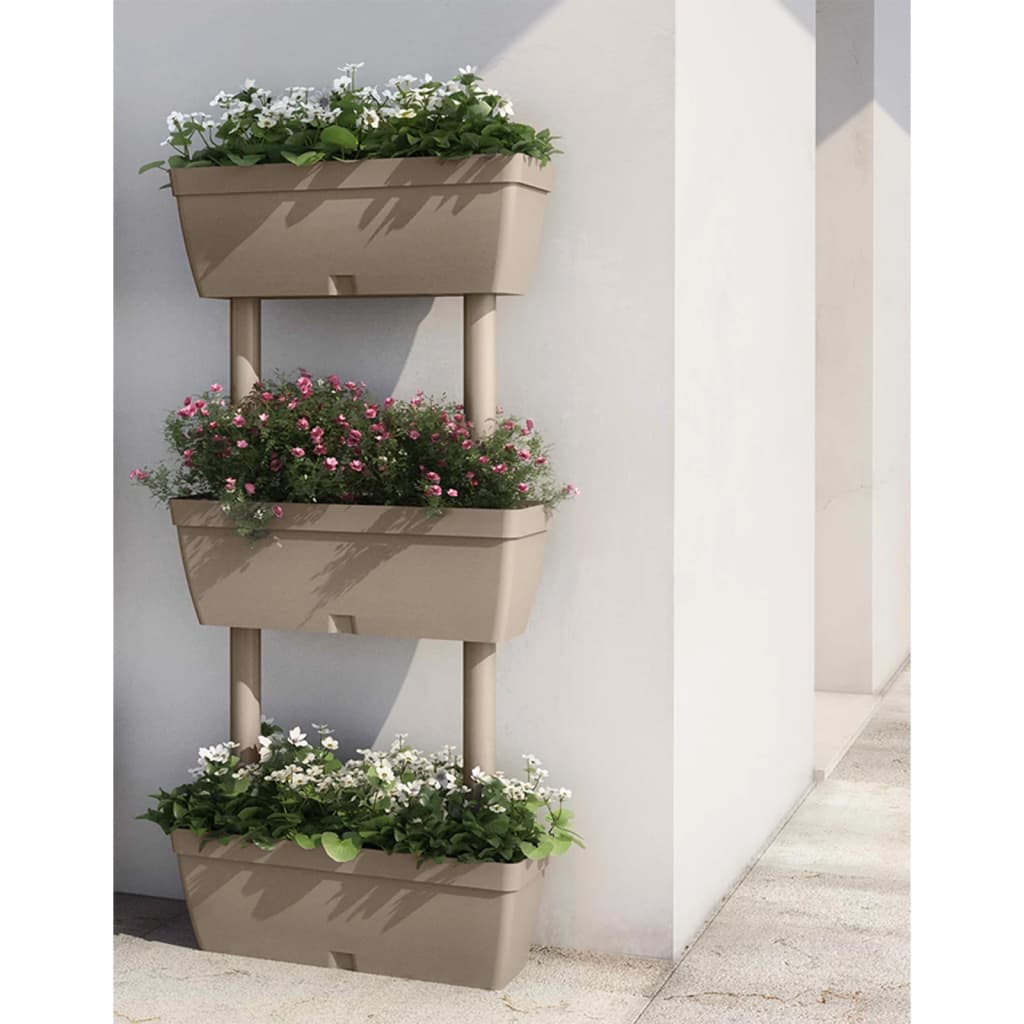 Blomlådor 3 st 100 cm taupe