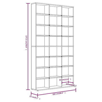 CD-hylla rökfärgad ek 102x23x177,5 cm konstruerat trä