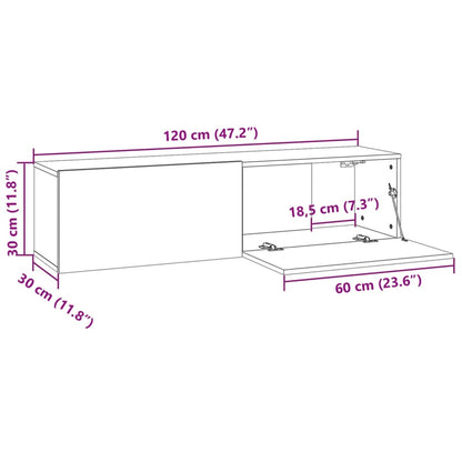 TV-bänk för vägg brun ek 120x30x30 cm konstruerat trä